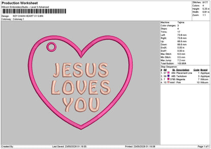 Heart Jesus V1 Embroidery File 6 sizes
