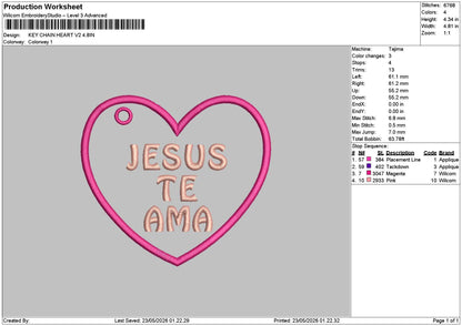 Heart Jesus V2 Embroidery File 6 sizes