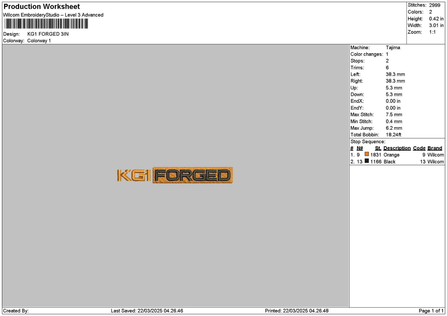 Kg1text Embroidery File 6 sizes