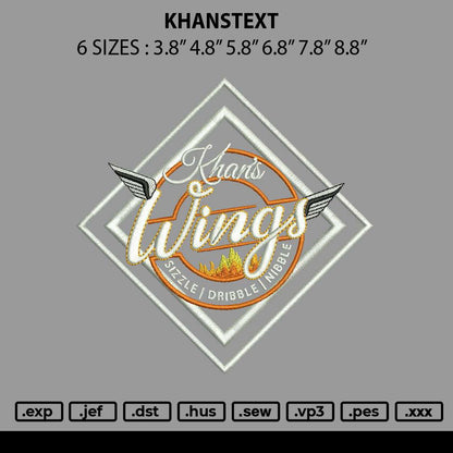 Khanstext Embroidery File 6 sizes