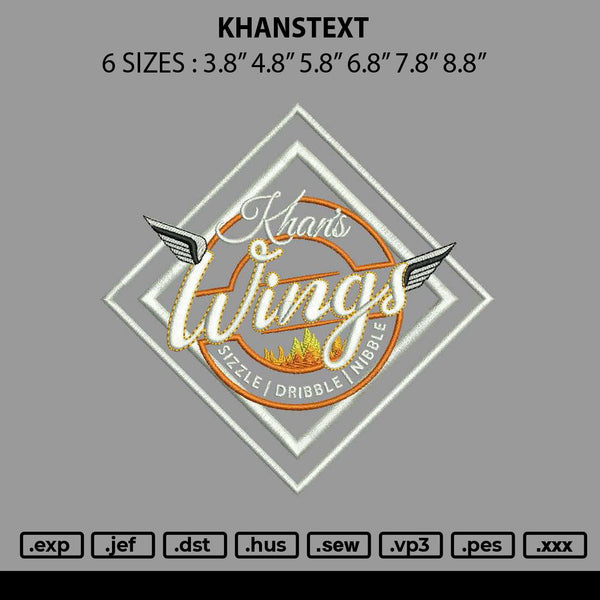 Khanstext Embroidery File 6 sizes