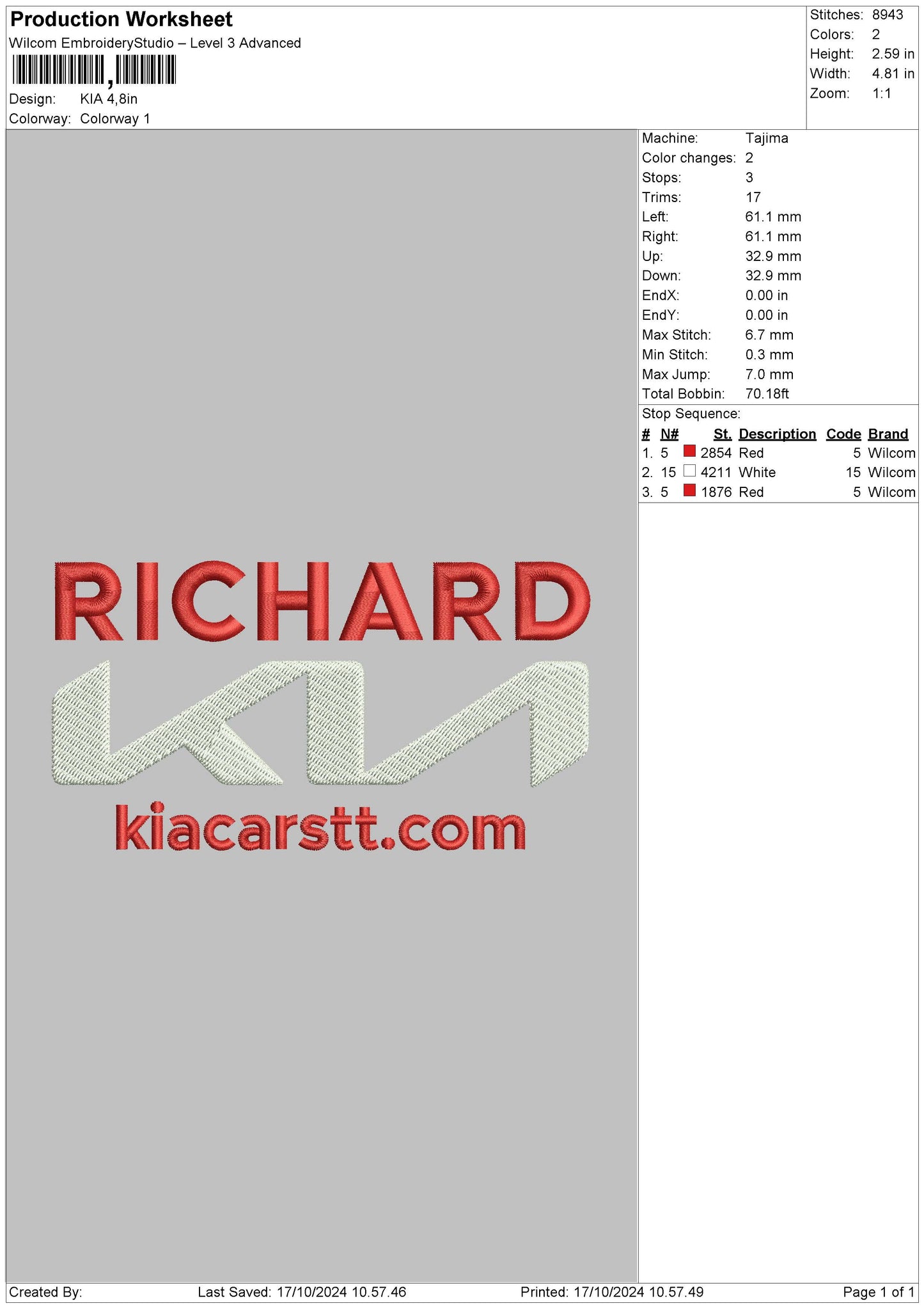 Kiatext Embroidery File 6 sizes