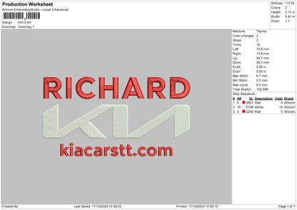 Kiatext Embroidery File 6 sizes