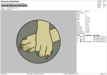 Pawscircle Embroidery File 6 sizes
