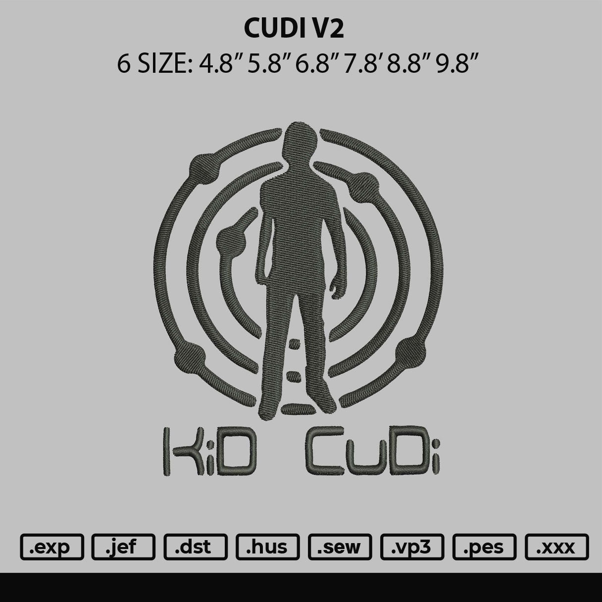 Cudi V2 Embroidery File 6 sizes