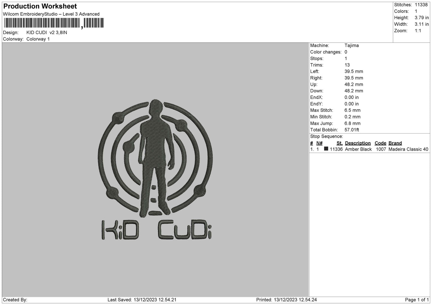 Cudi V2 Embroidery File 6 sizes