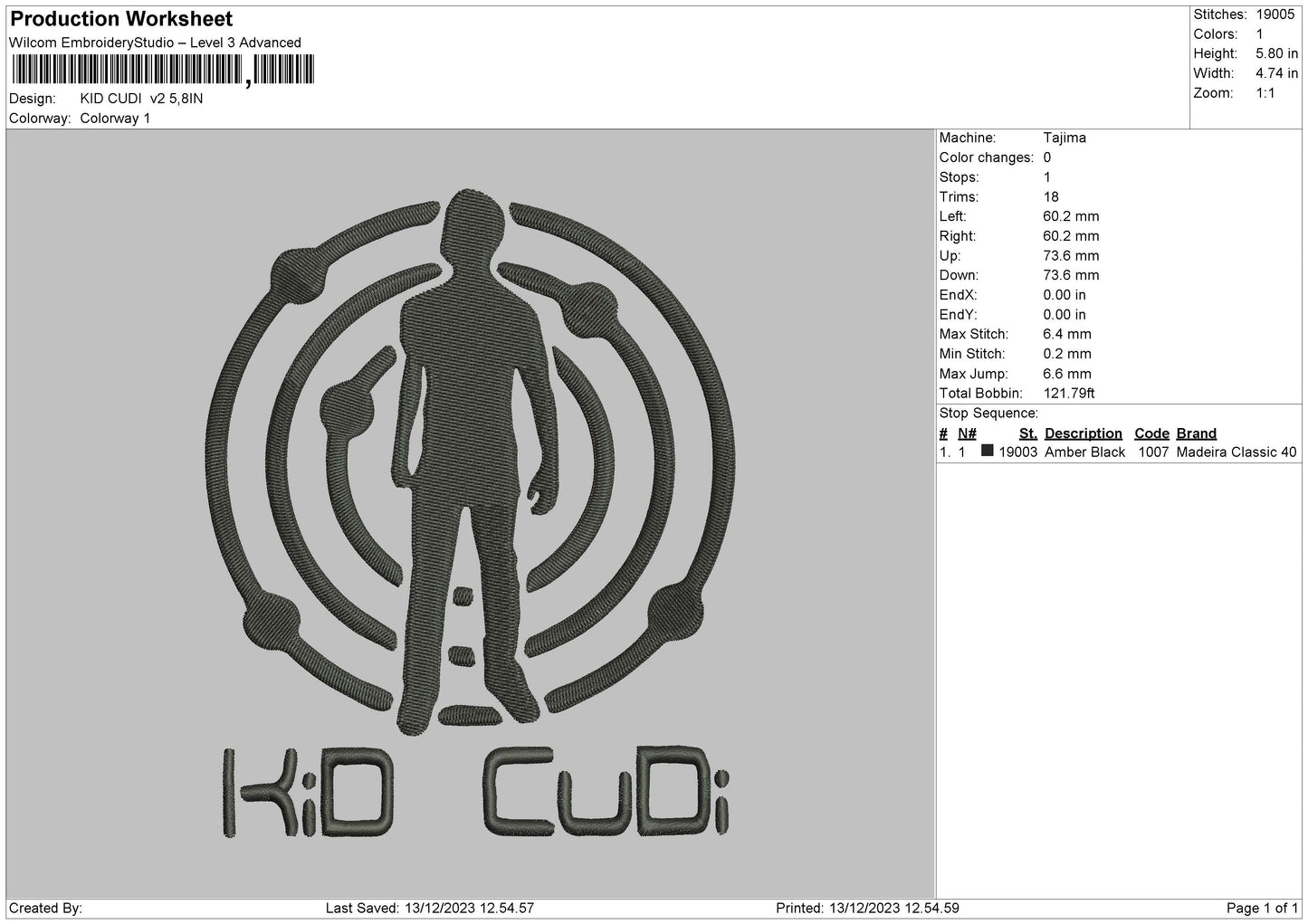 Cudi V2 Embroidery File 6 sizes