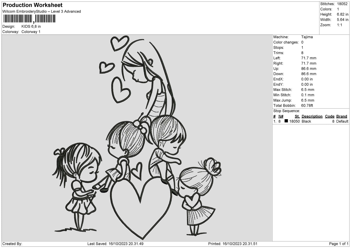 Kids Embroidery File 6 sizes