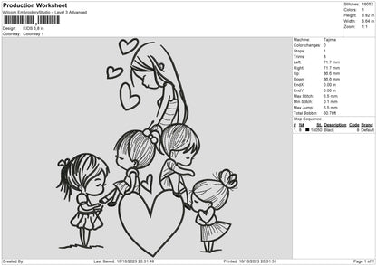 Kids Embroidery File 6 sizes