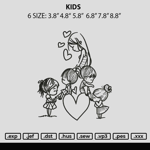 Kids Embroidery File 6 sizes