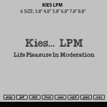 Kies Plm Embroidery File 6 sizes