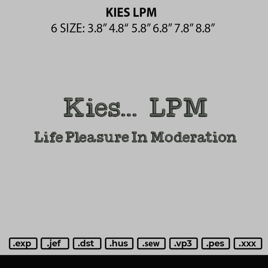Kies Plm Embroidery File 6 sizes
