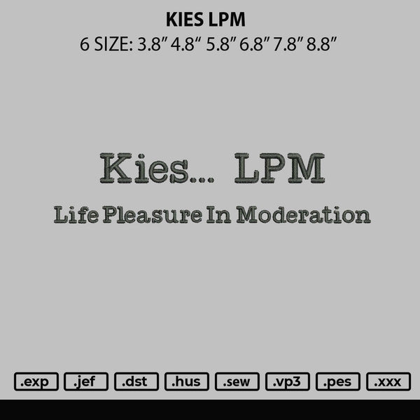 Kies Plm Embroidery File 6 sizes