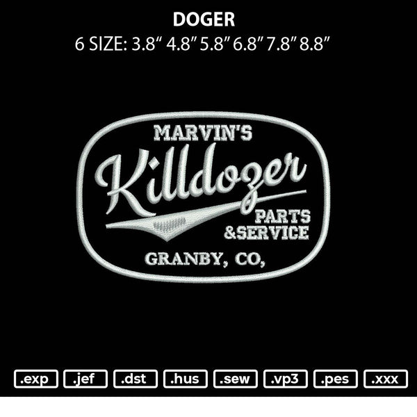 Doger Embroidery File 6 sizes