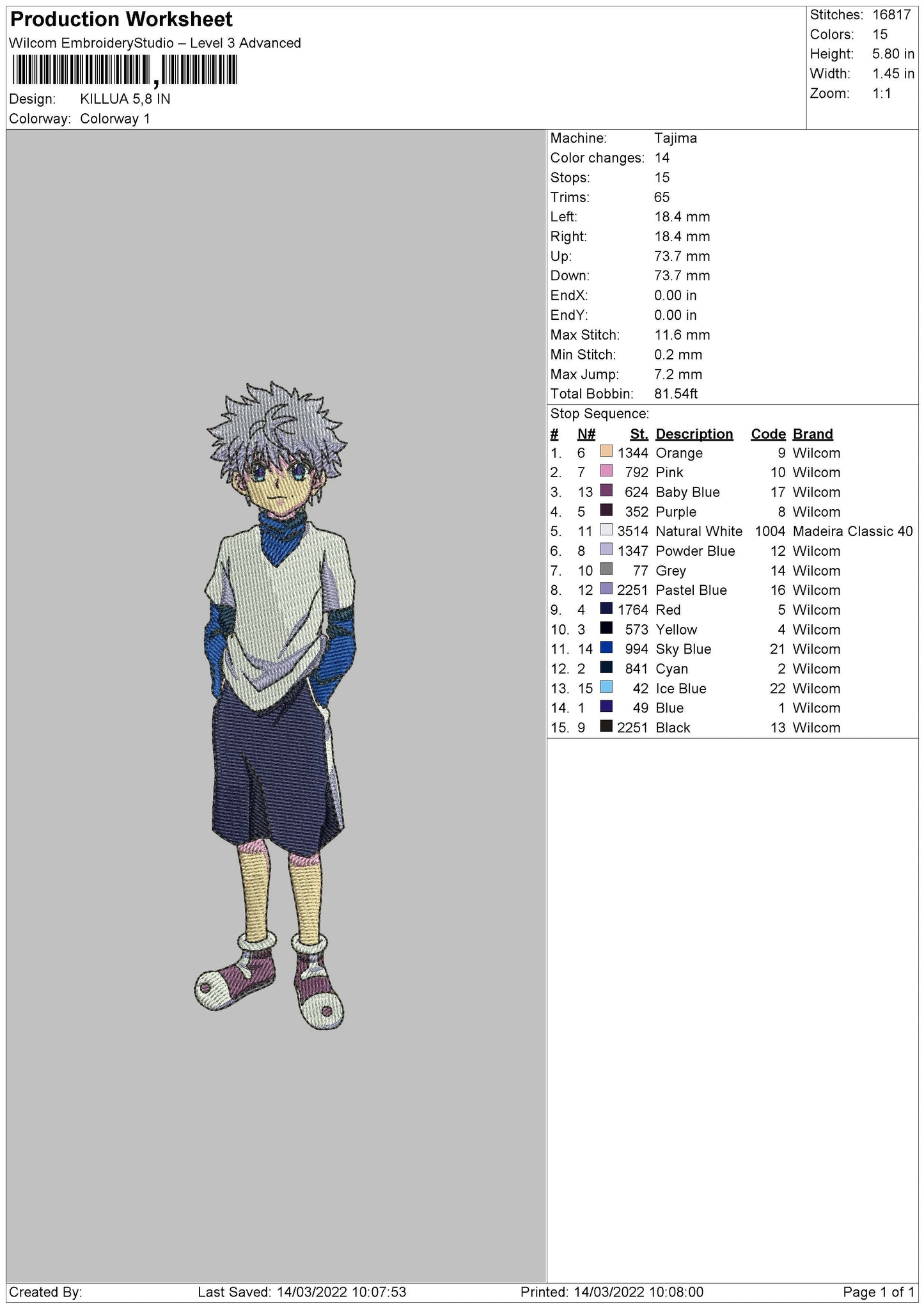 Killua Stand Embroidery File 4 size