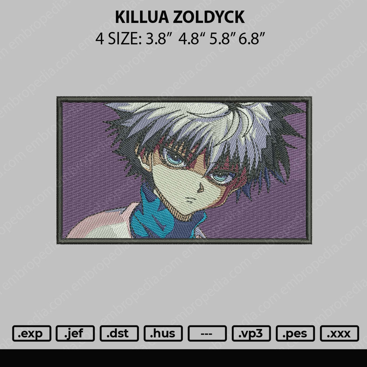 Killua Zoldyck Embroidery File 4 size