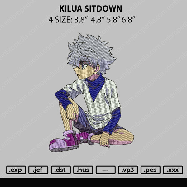 Killua Sitdown Embroidery File 4 size