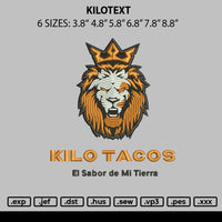 Kilotext Embroidery File 6 sizes