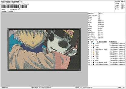 Killua HXH Embroidery File 4 size