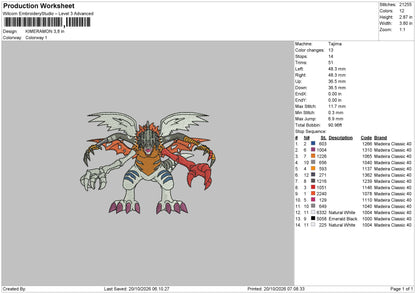 KIMERAMON Pokemon Embroidery Machine Design File 6 sizes