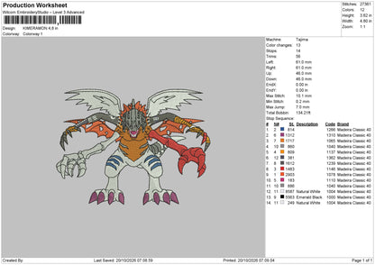 KIMERAMON Pokemon Embroidery Machine Design File 6 sizes