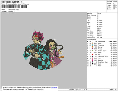 Kimetsu V2 Embroidery File 4 size