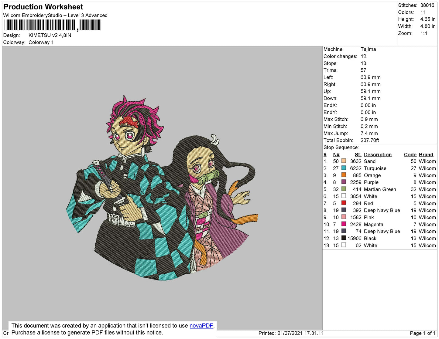 Kimetsu V2 Embroidery File 4 size