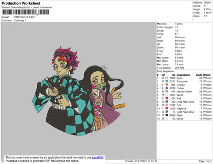 Kimetsu V2 Embroidery File 4 size