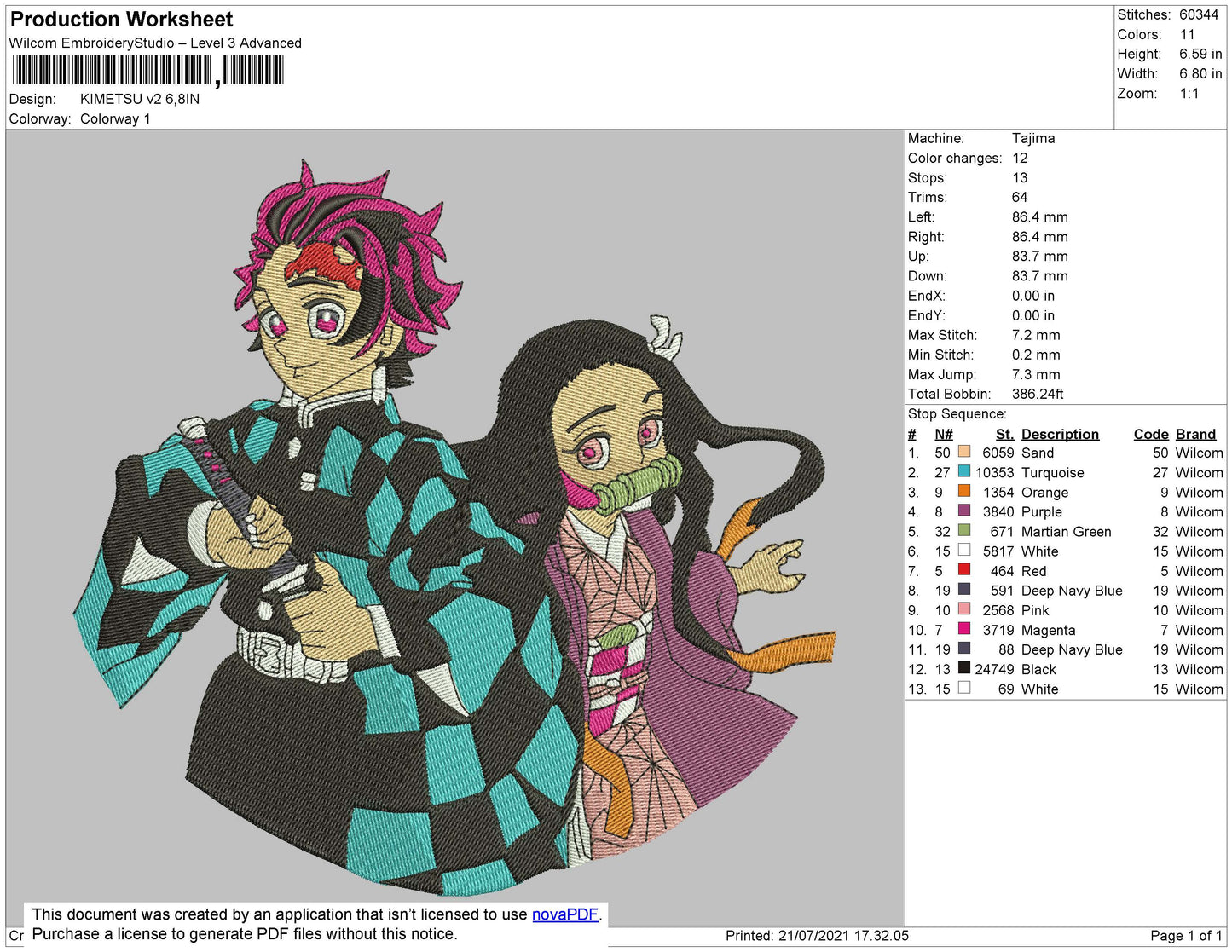 Kimetsu V2 Embroidery File 4 size