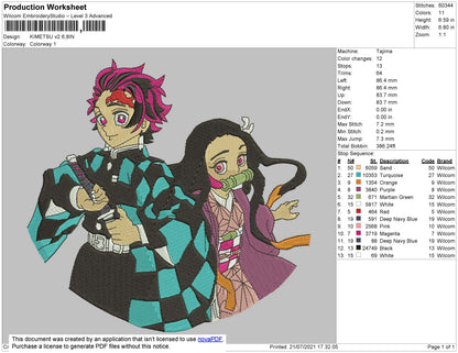 Kimetsu V2 Embroidery File 4 size