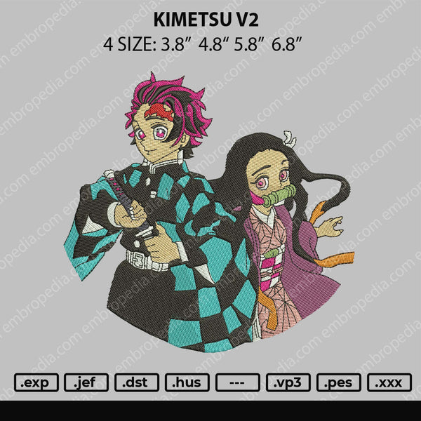 Kimetsu V2 Embroidery File 4 size