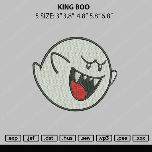 King Boo Embroidery File 5 sizes