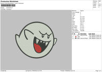 King Boo Embroidery File 5 sizes