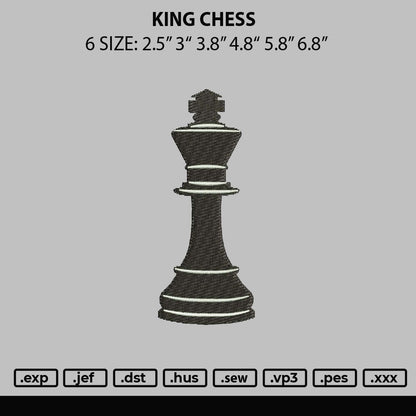 King Chess Embroidery File 6 sizes