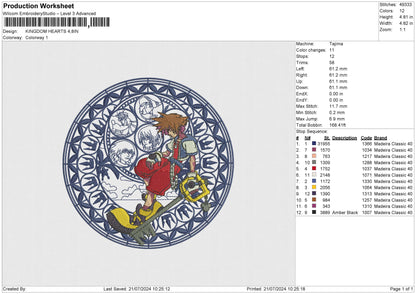 KINGDOM HEARTS NO FILL Embroidery File 6 size