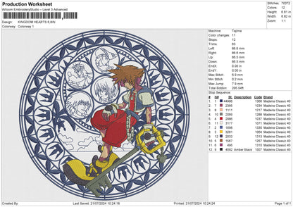 KINGDOM HEARTS NO FILL Embroidery File 6 size