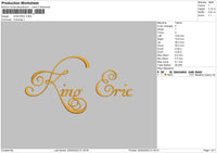 King Eric Embroidery File 4 size