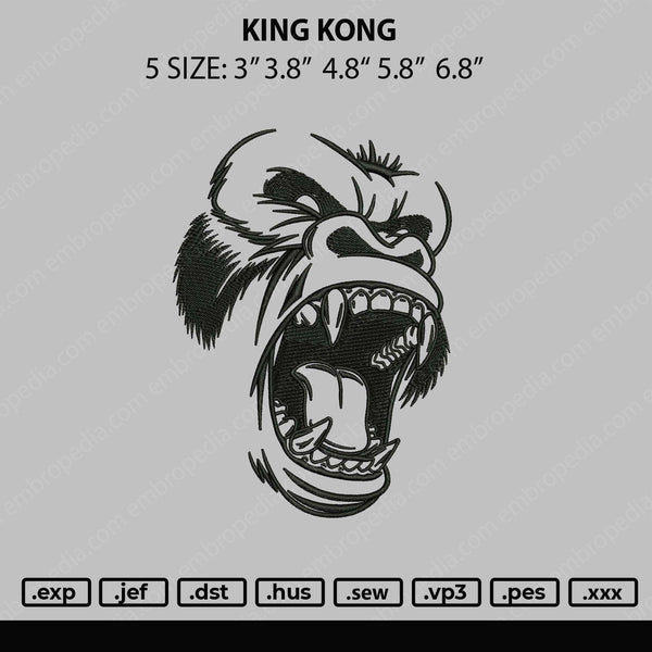 King Kong Embroidery File 5 size
