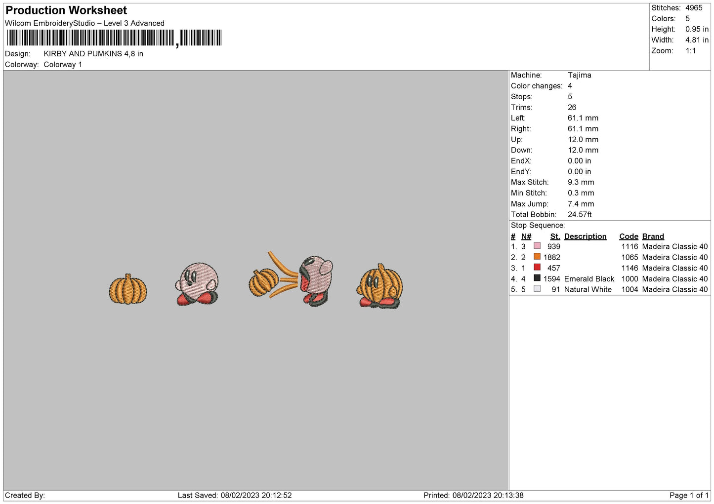 Kirby Pumpkins Embroidery File 6 sizes