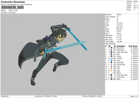 Kirito Embroidery File 4 size