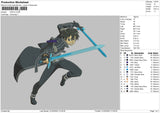 Kirito Embroidery File 4 size