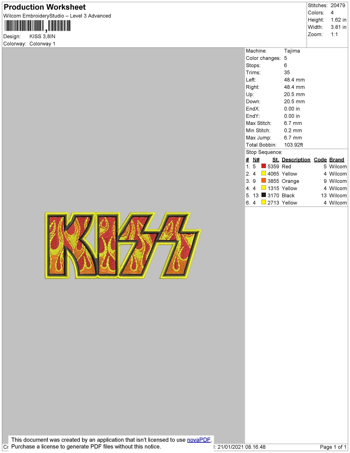Kiss Band Embroidery File 4 size
