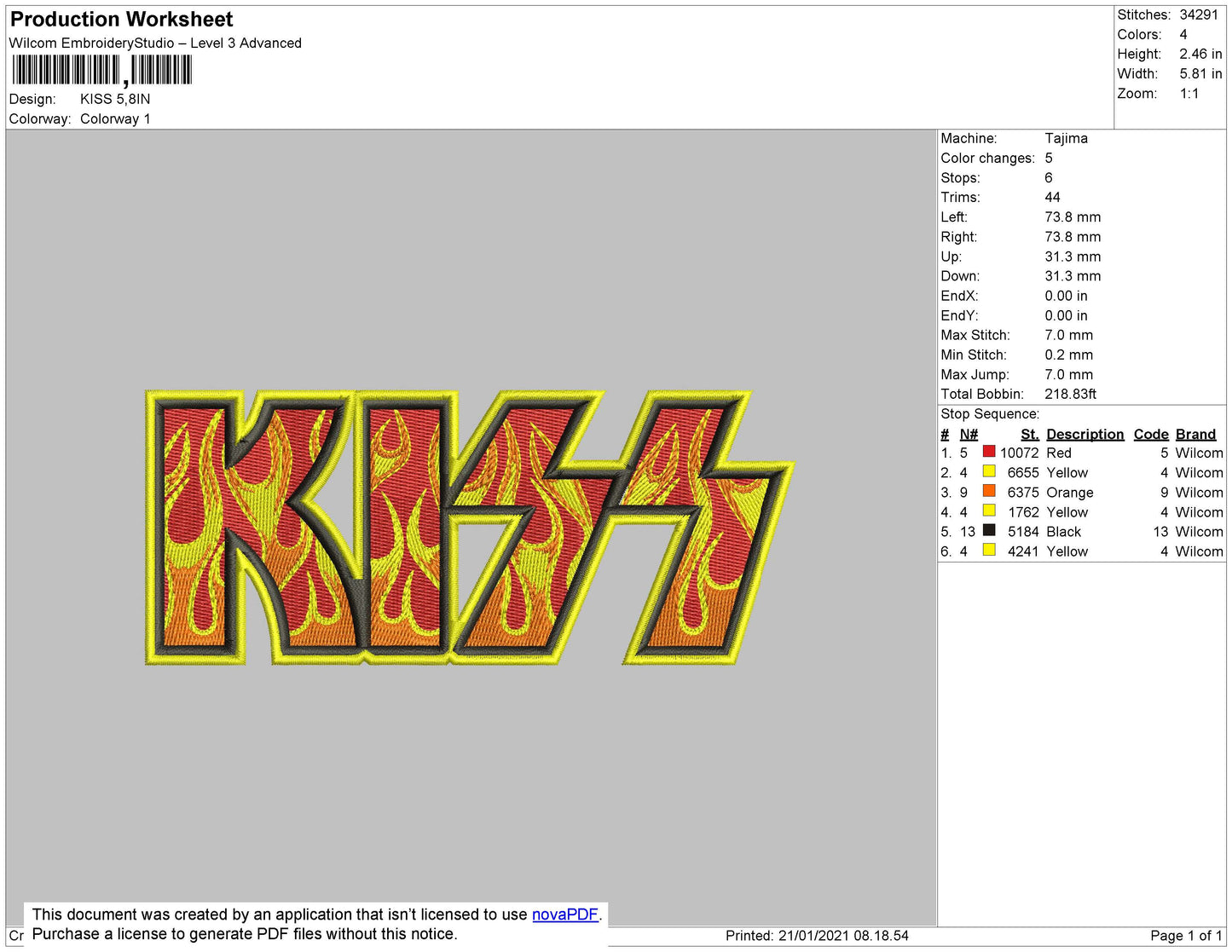Kiss Band Embroidery File 4 size