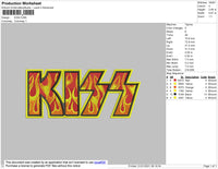 Kiss Band Embroidery File 4 size