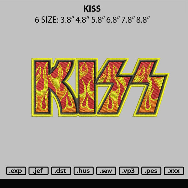 Kiss Band Embroidery File 4 size
