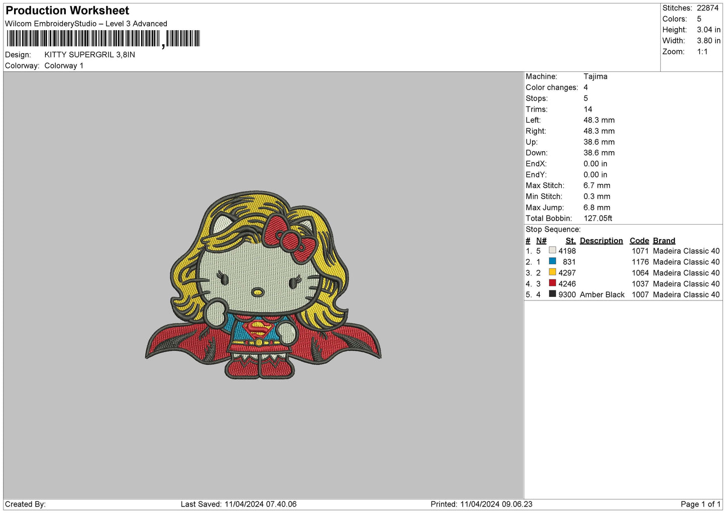 Kitty Super Embroidery File 6 sizes
