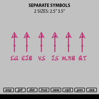Separate Symbols Embroidery File 2 sizes