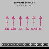 Separate Symbols Embroidery File 2 sizes