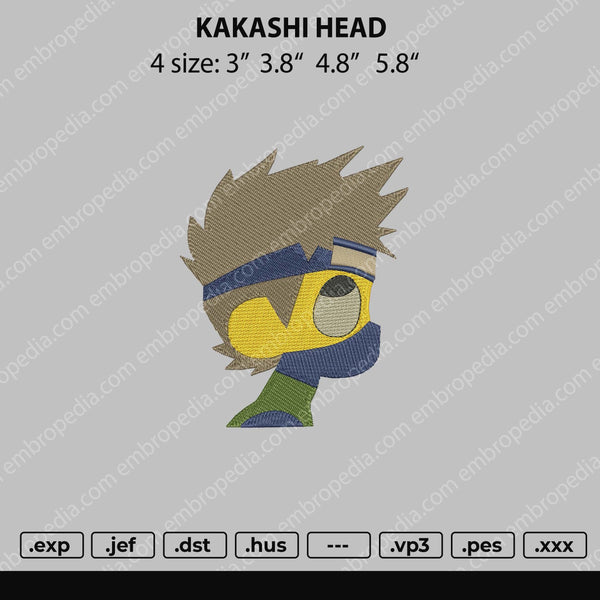 Kakashi Head Embroidery File 4 size