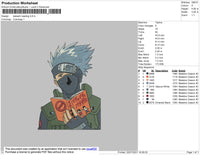 Kakashi Reading Embroidery File 4 size
